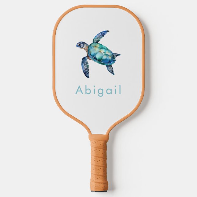 Raquette De Pickleball Monogramme personnalisé de tortue de mer (Recto)