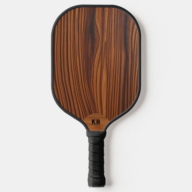 Raquette De Pickleball Monogramme personnalisé en noix foncé (Recto)