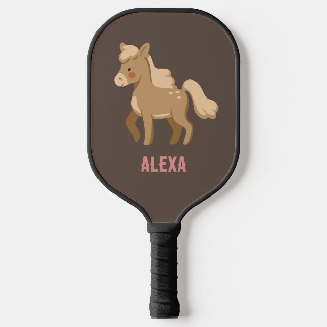 Raquette De Pickleball Monogramme Personnalisé Pony Equestrian Cheval Gir (Recto)