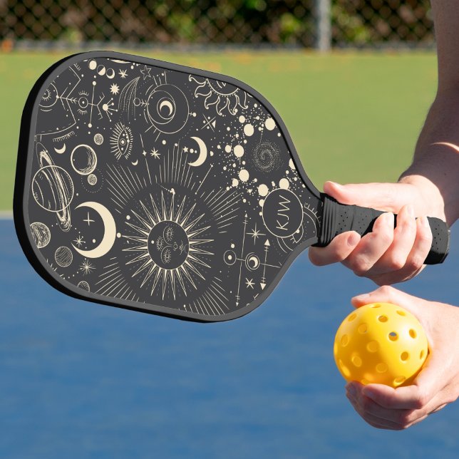 Raquette De Pickleball Monogramme Phases Lune Abstraite (Créateur téléchargé)