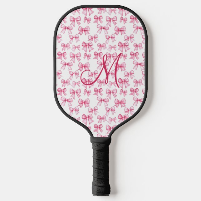 Raquette De Pickleball Monogramme Première Bow rose Coquette Cadeau esthé (Recto)