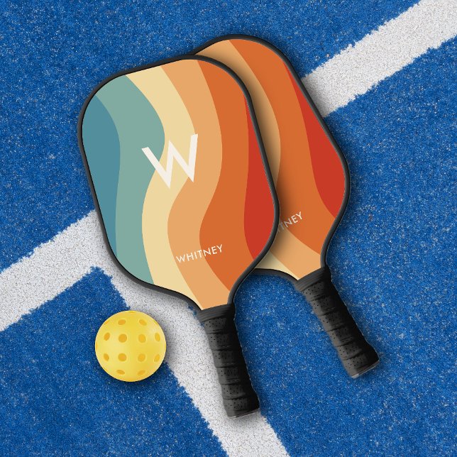 Raquette De Pickleball Monogramme rayé par rétro volumineux personnel (Créateur téléchargé)