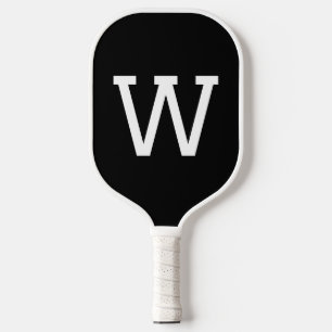 Raquette De Pickleball Monogramme rayé simple noir et blanc