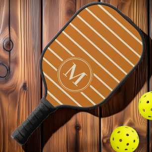 Raquette De Pickleball Monogramme Rayures Milieu de Siècle Couleur Miel B