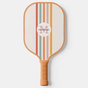 Raquette De Pickleball Monogramme Retro Grandes Colorées Personnalisées