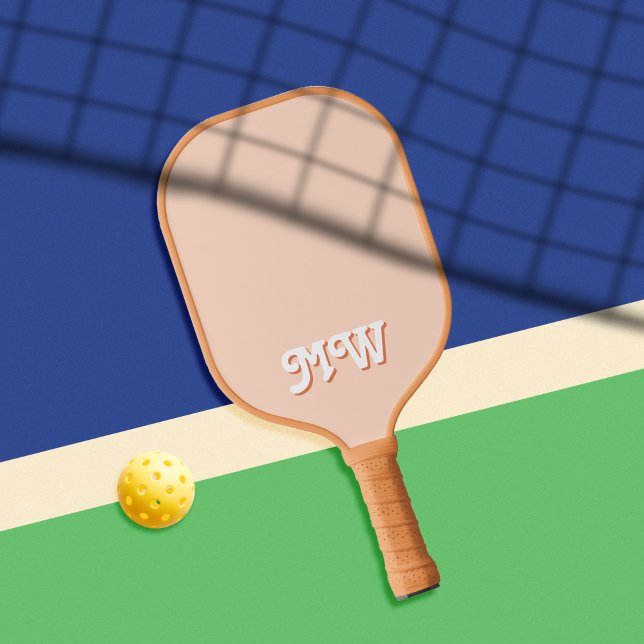 Raquette De Pickleball Monogramme rétro orange simple (Créateur téléchargé)