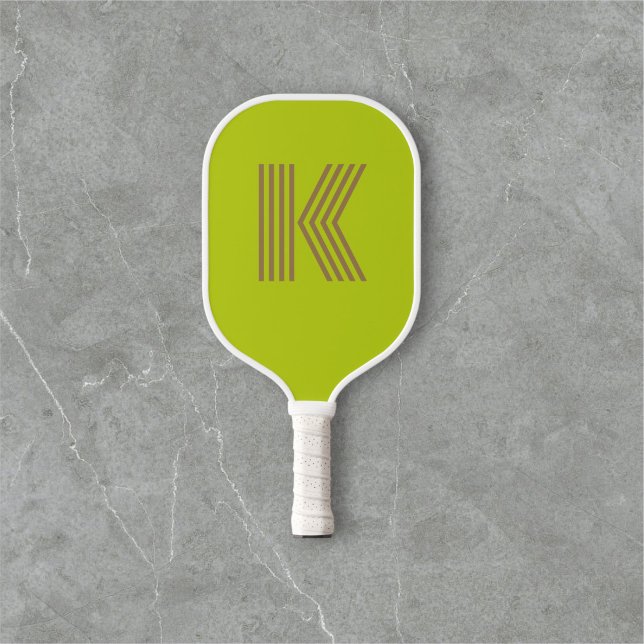 Raquette De Pickleball Monogramme rétro vert (Créateur téléchargé)