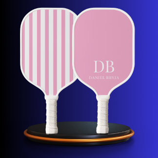 Raquette De Pickleball Monogrammé Rose Pastel Préparatoire Moderne