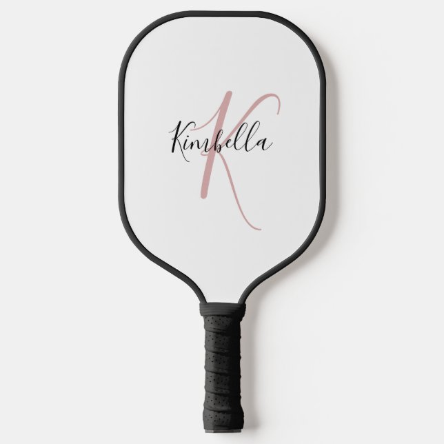 Raquette De Pickleball Monogramme Rose Poussiéreux (Recto)