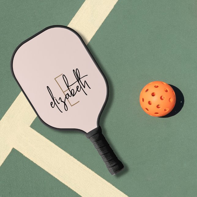 Raquette De Pickleball Monogramme rose vif moderne (Créateur téléchargé)