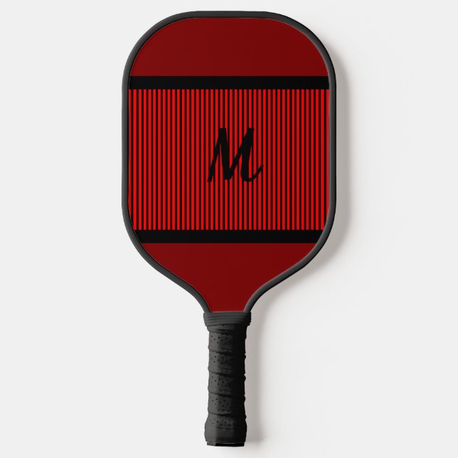 Raquette De Pickleball Monogramme rouge rayé (Verso)