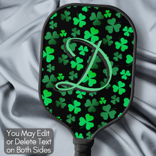 Raquette De Pickleball Monogramme Shamrock Clover Leaf Irlande Green