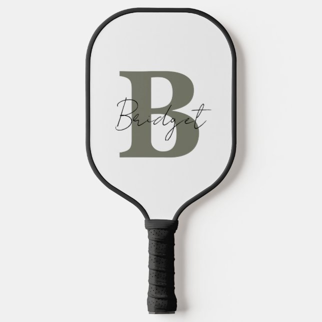 Raquette De Pickleball Monogramme simple et nom moderne personnalisable (Recto)