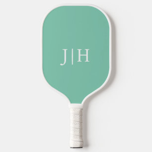 Raquette De Pickleball Monogramme simple minimaliste vert menthe/classiqu