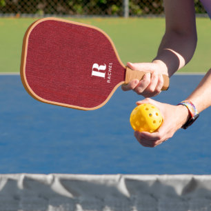 Raquette De Pickleball Monogramme Simple Moderne Ruby Rouge Denim Imprime