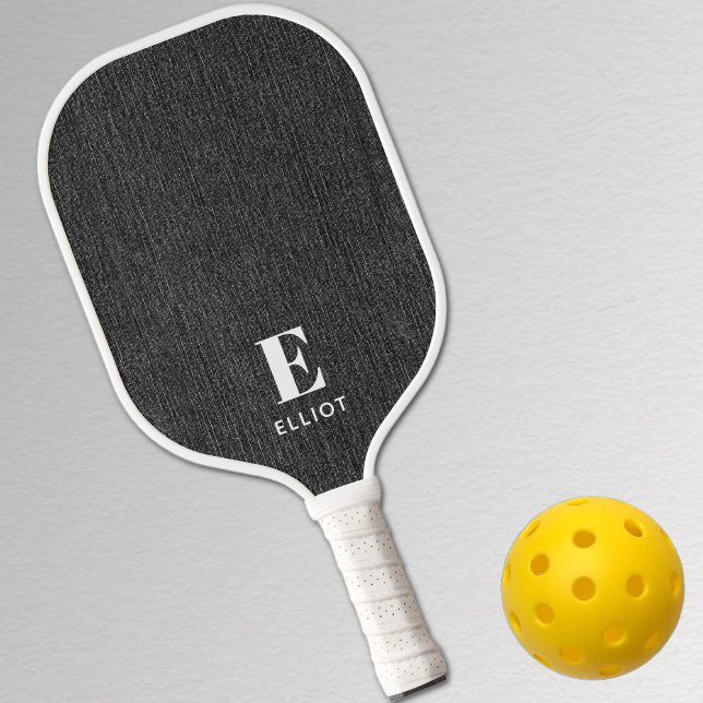 Raquette De Pickleball Monogramme Simple Noir et Blanc Denim Imprimer (Créateur téléchargé)