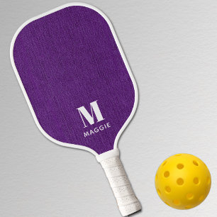 Raquette De Pickleball Monogramme Simple Royal Purple Denim Imprimer