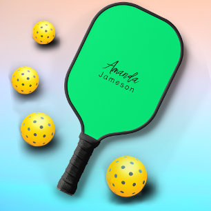 Raquette De Pickleball Monogramme vert simple et moderne