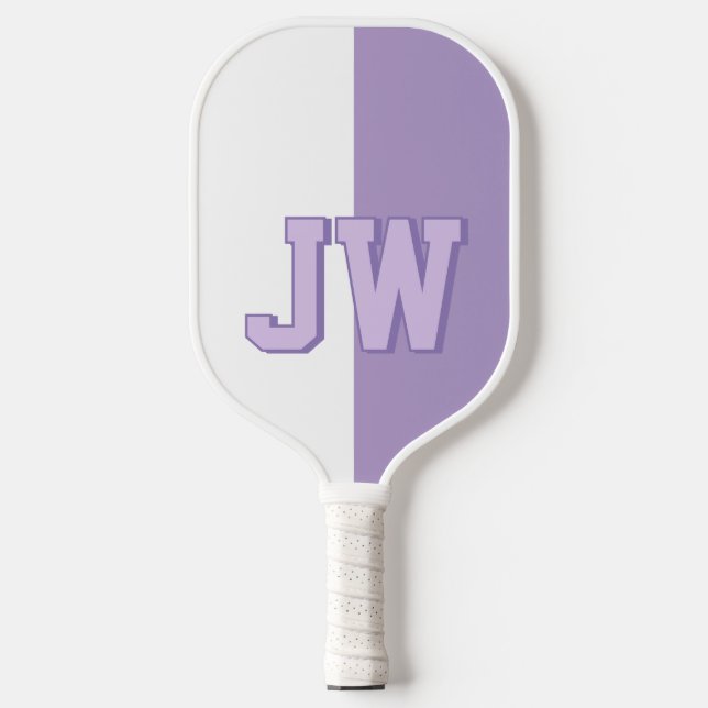 Raquette De Pickleball Monogrammes Ajouter votre nom Purple & White (Recto)