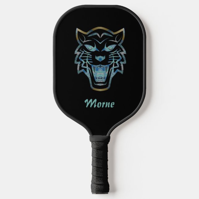 Raquette De Pickleball Monographie de silhouette de tigre bleu dégradé (Recto)