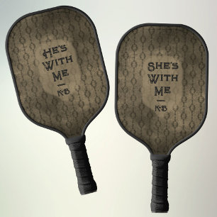 Raquette De Pickleball Moody Sepia Nom personnalisé Anniversaire Cadeau C