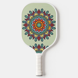 Raquette De Pickleball mosaïque de fleurs, Mandala-Motif