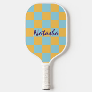 Raquette De Pickleball Motif à carreaux géométriques rétro lumineux