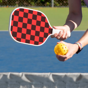 Raquette De Pickleball Motif à carreaux gras rouge et noir