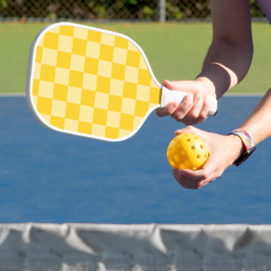 Raquette De Pickleball Motif à carreaux jaune ensoleillé