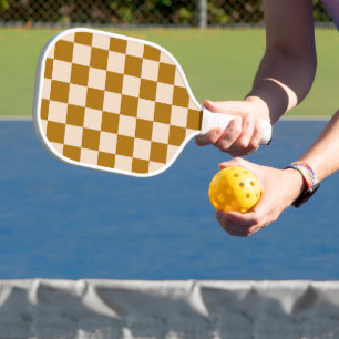 Raquette De Pickleball Motif à carreaux marron et beige