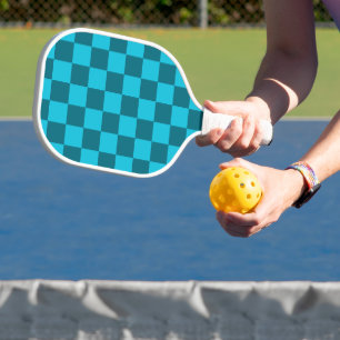 Raquette De Pickleball Motif à carreaux sarcelle et turquoise énergisant