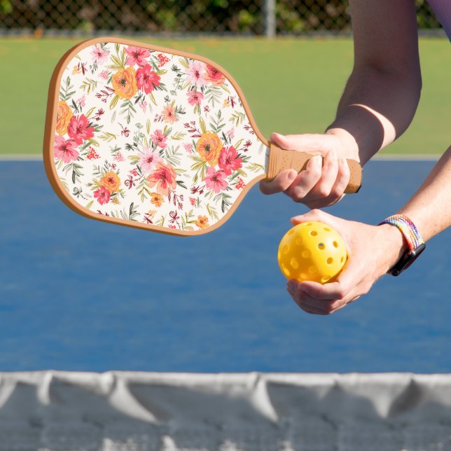 Raquette De Pickleball Motif à fleurs Orange Doodle Garden (Insitu)