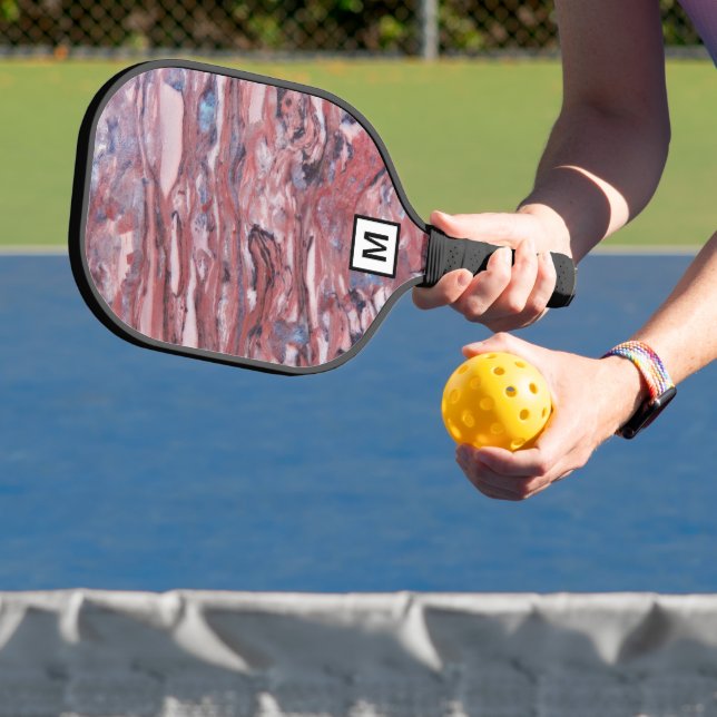 Raquette De Pickleball Motif Abstrait de minéral rouge avec initial (Insitu)