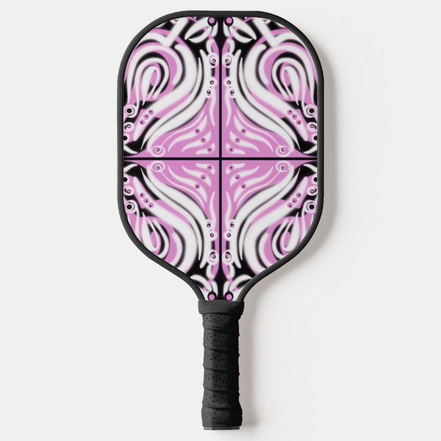 Raquette De Pickleball Motif Abstrait rose noir blanc (Recto)