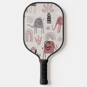 Raquette De Pickleball motif avec de mignons éléphants et girafes géant
