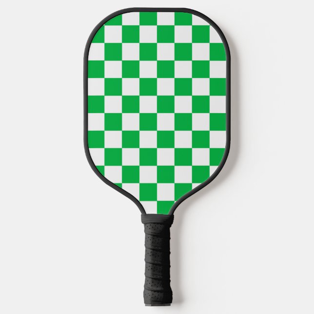 Raquette De Pickleball Motif blanc À damiers blanc vert (Recto)