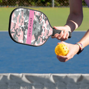 Raquette De Pickleball Motif camouflage rose et gris Personnalisez votre