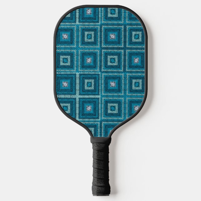 Raquette De Pickleball Motif Carré Blue Granny (Recto)