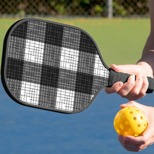 Raquette De Pickleball Motif carreaux à carreaux noir et blanc gras