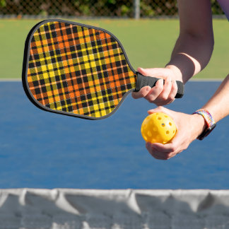 Raquette De Pickleball Motif carreaux tartan noir jaune orange