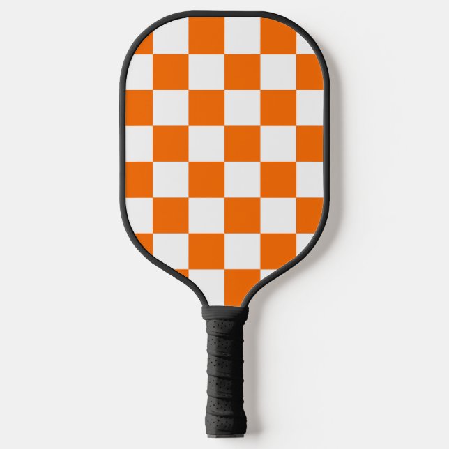 Raquette De Pickleball Motif chèque À damiers blanc orange (Recto)