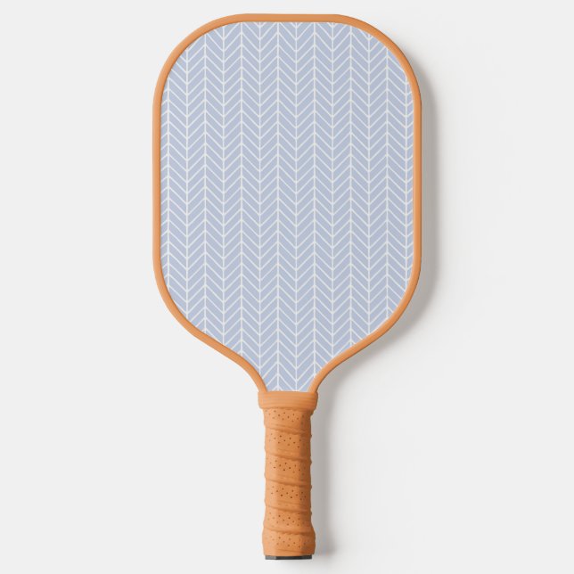 Raquette De Pickleball Motif Chevron Abstrait bleu et blanc (Recto)