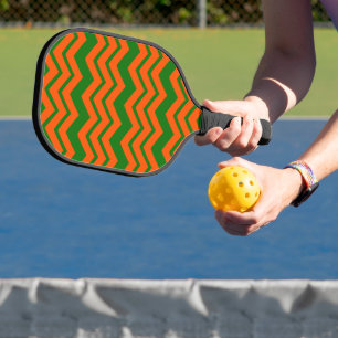 Raquette De Pickleball Motif chevron zigzag vert orange