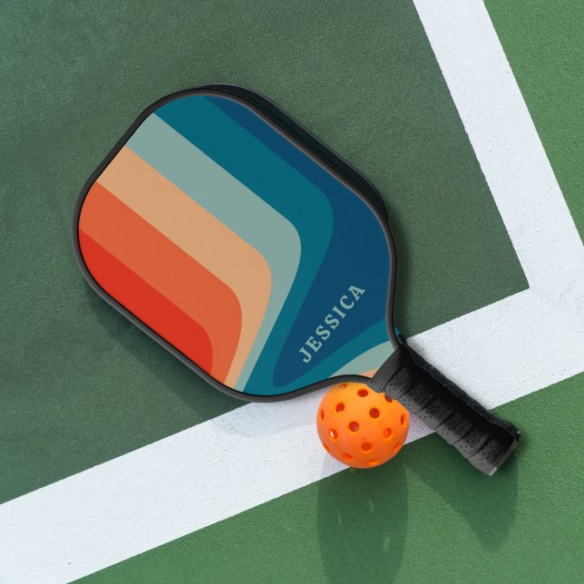 Raquette De Pickleball Motif Classique Rétro à Rayures Ondulées (Créateur téléchargé)