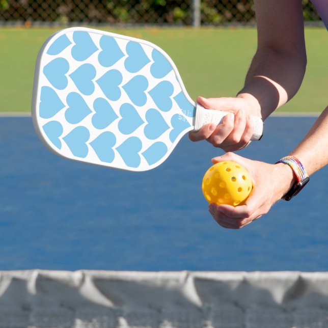 Raquette De Pickleball Motif Cœurs Bleus, Romantique, Amour (Insitu)