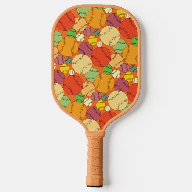 Raquette De Pickleball Motif coloré de Baseballs (Verso)