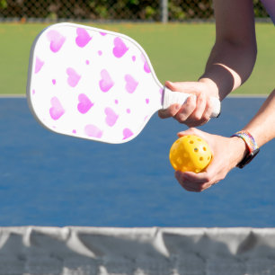 Raquette De Pickleball Motif d'aquarelle rose coeur