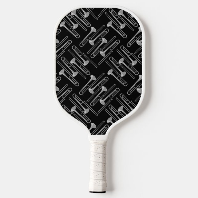 Raquette De Pickleball Motif de crosshatch gris Trombone (Verso)
