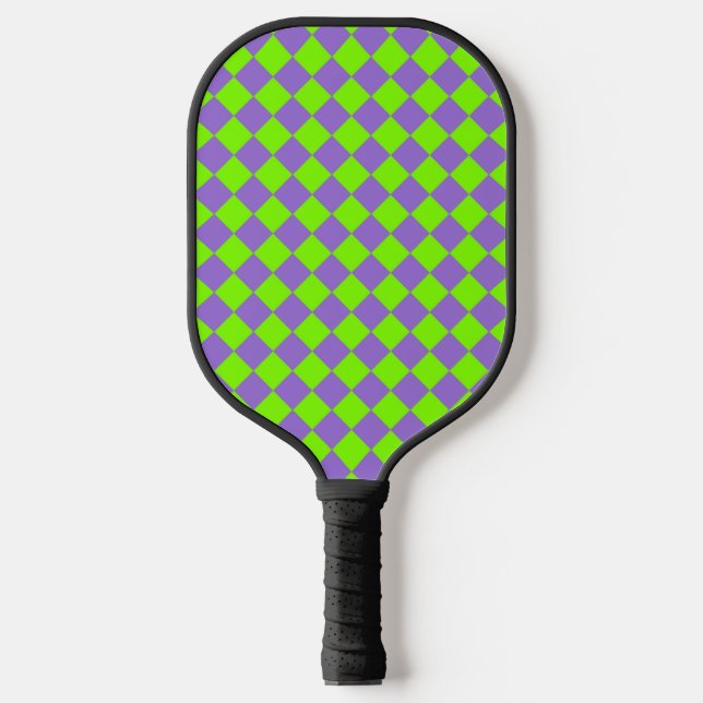 Raquette De Pickleball Motif de diamant Purple Green Checker (Recto)