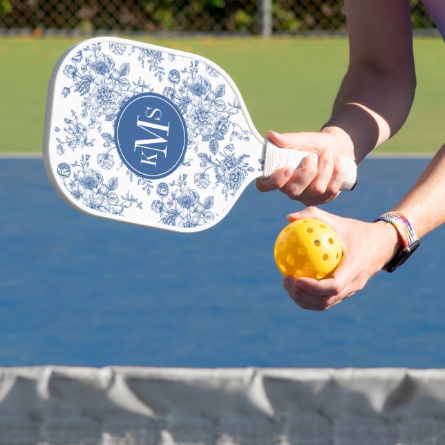 Raquette De Pickleball Motif de fleurs bleues (Insitu)